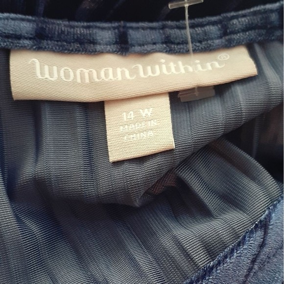 Woman Within Ultra Blue Velour Pleated Short Sleeve Maxi Dress 14W or 16W NWOT - Picture 3 of 7